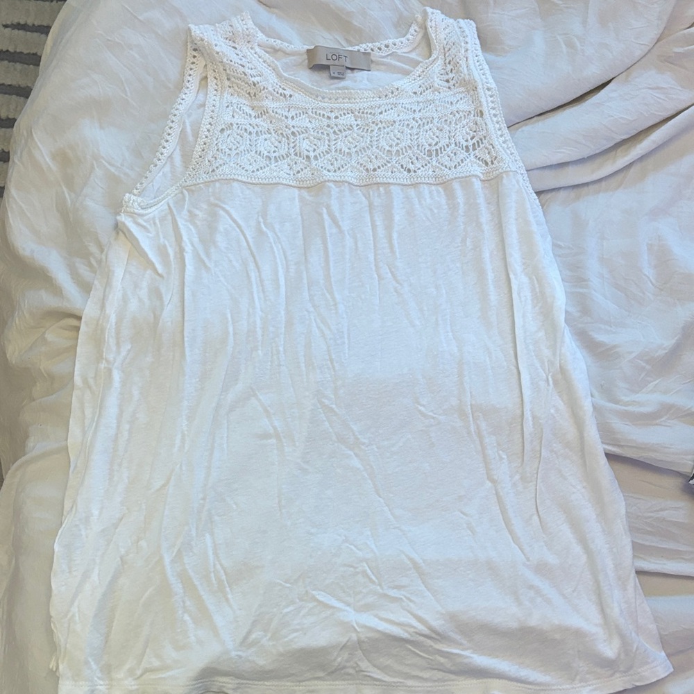 LOFT White Relaxed Tank Top